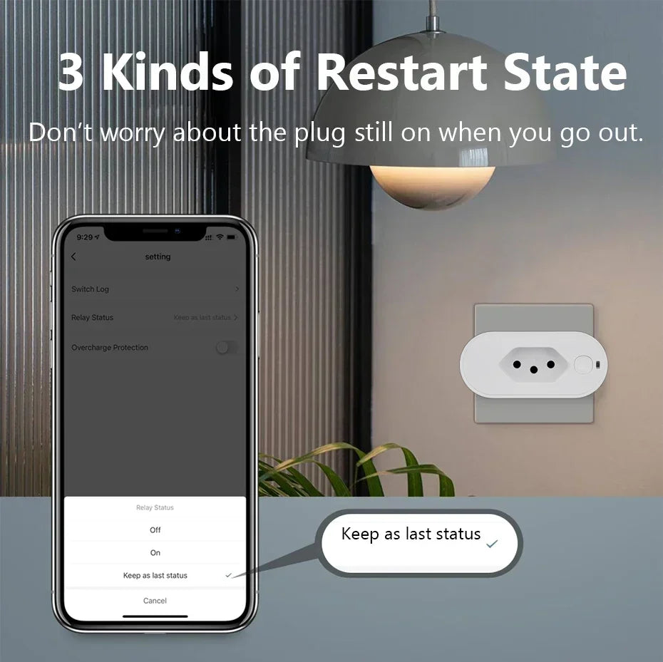 Tuya 16A/20A Brazil Standard WiFi Smart Plug | Power Monitoring & Voice Control