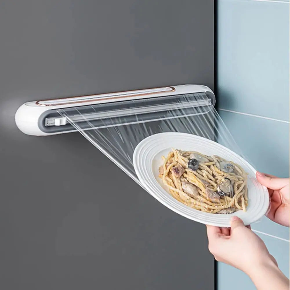 Magnetic Plastic Wrap Dispenser with Cutter – Foil & Film Organizer