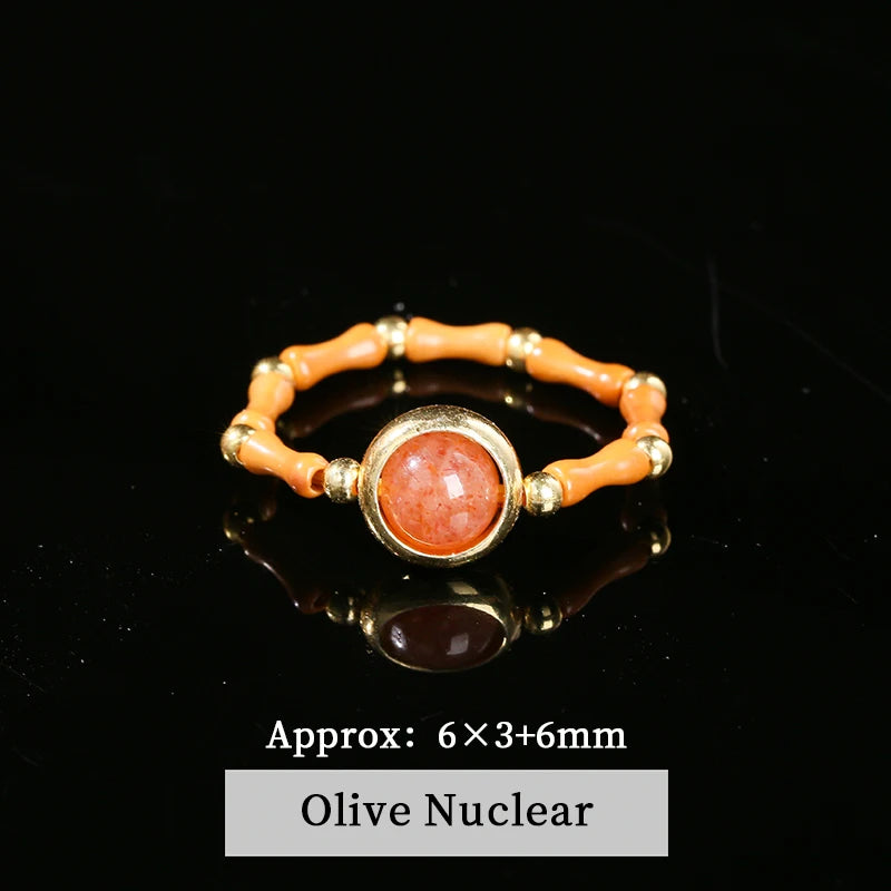 JD Natural Stone Small Bead Crystal Rings for Women Trendy Bohe Handmade Stretch Rings Reiki Healing Party Gifts Couple Jewelry