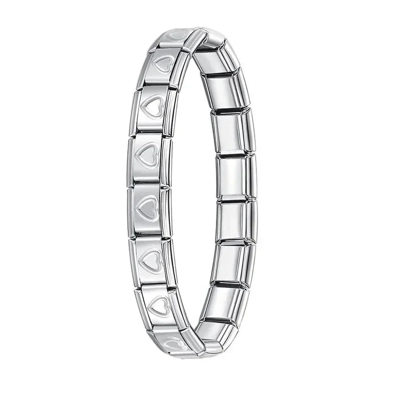 Italian Elastic Stainless Steel Charm Bracelet 9mm