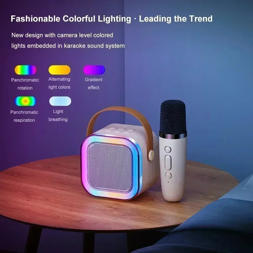 K12 Portable Mini Karaoke Machine Bluetooth Speaker with 1 or 2 Wireless Microphones