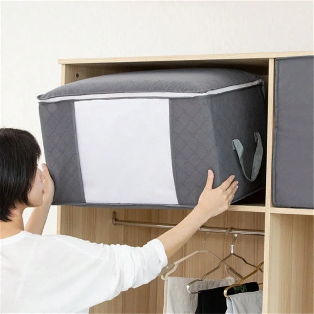 Foldable Large Capacity Storage Bag | Reinforced Handle Quilt & Bedding Organizer
