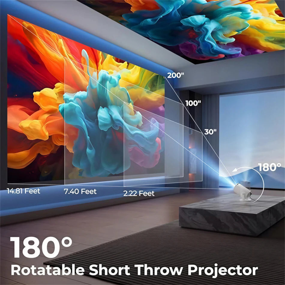 HY300 4K Mini Projector – Android 11 WiFi6 Portable Cinema