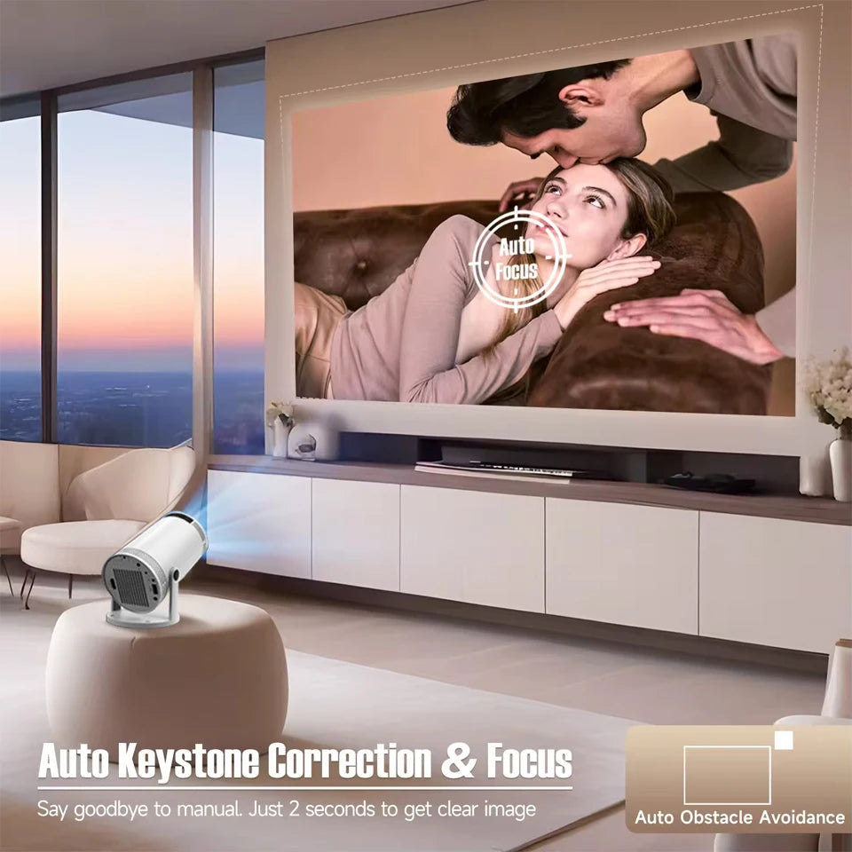 HY300 4K Mini Projector – Android 11 WiFi6 Portable Cinema