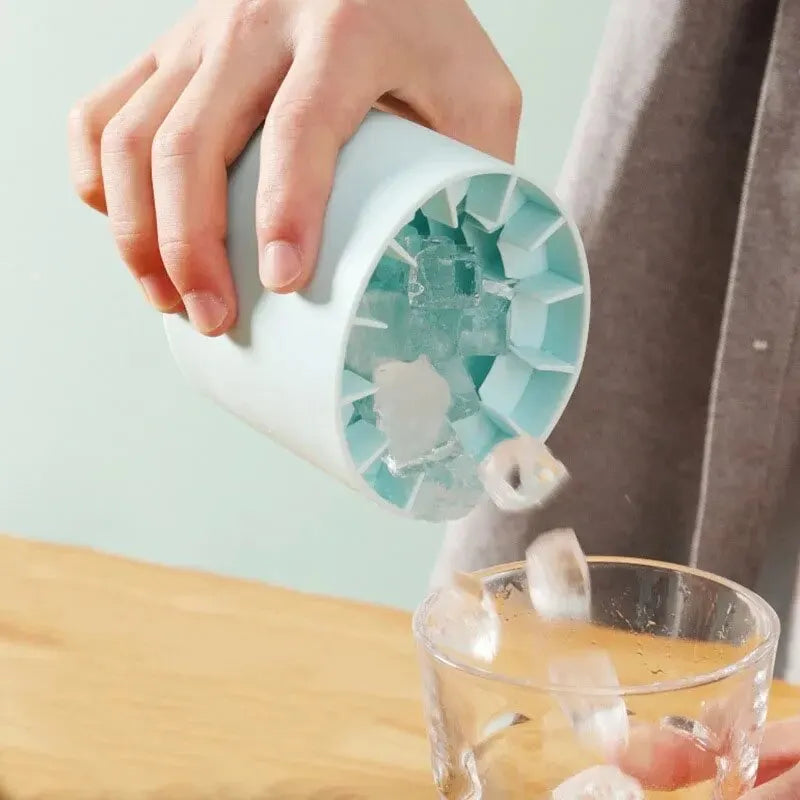 Silicone Round Ice Cube Mold Bucket Refrigerator Freeze Storage Maker Cups