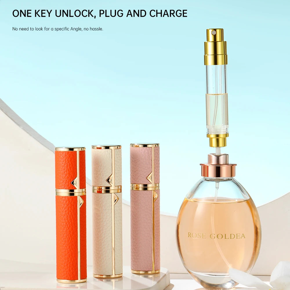 8ml Magnetic Leather Perfume Atomizer – Portable Refillable Travel Cologne Spray Bottle
