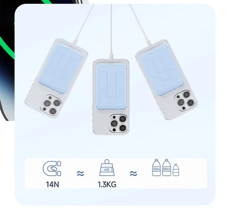 10000mAh Magnetic Wireless Power Bank with Built in Cables and Fast Charging Stand