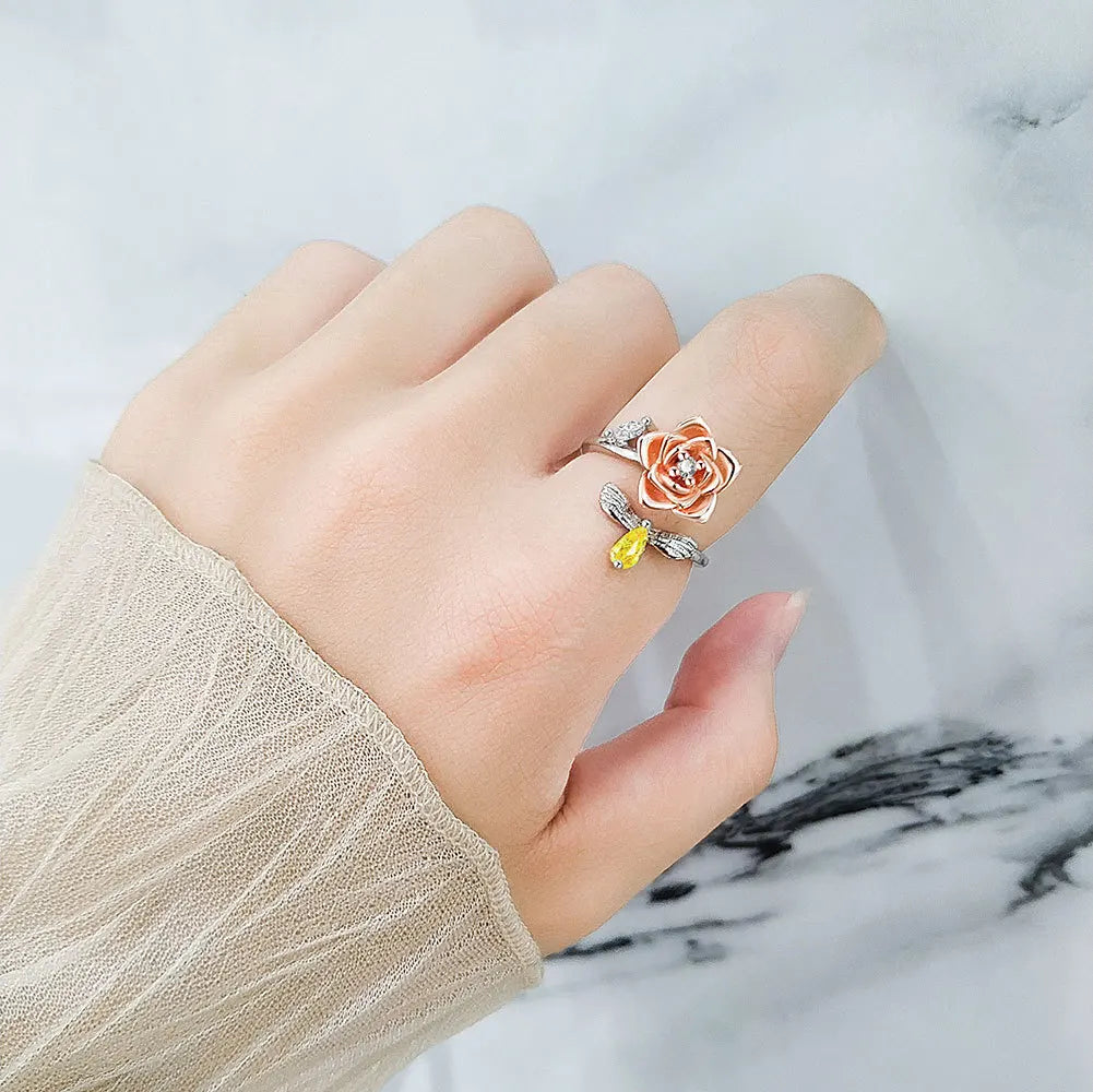 925 Sterling Silver Rotatable Sunflower Ring