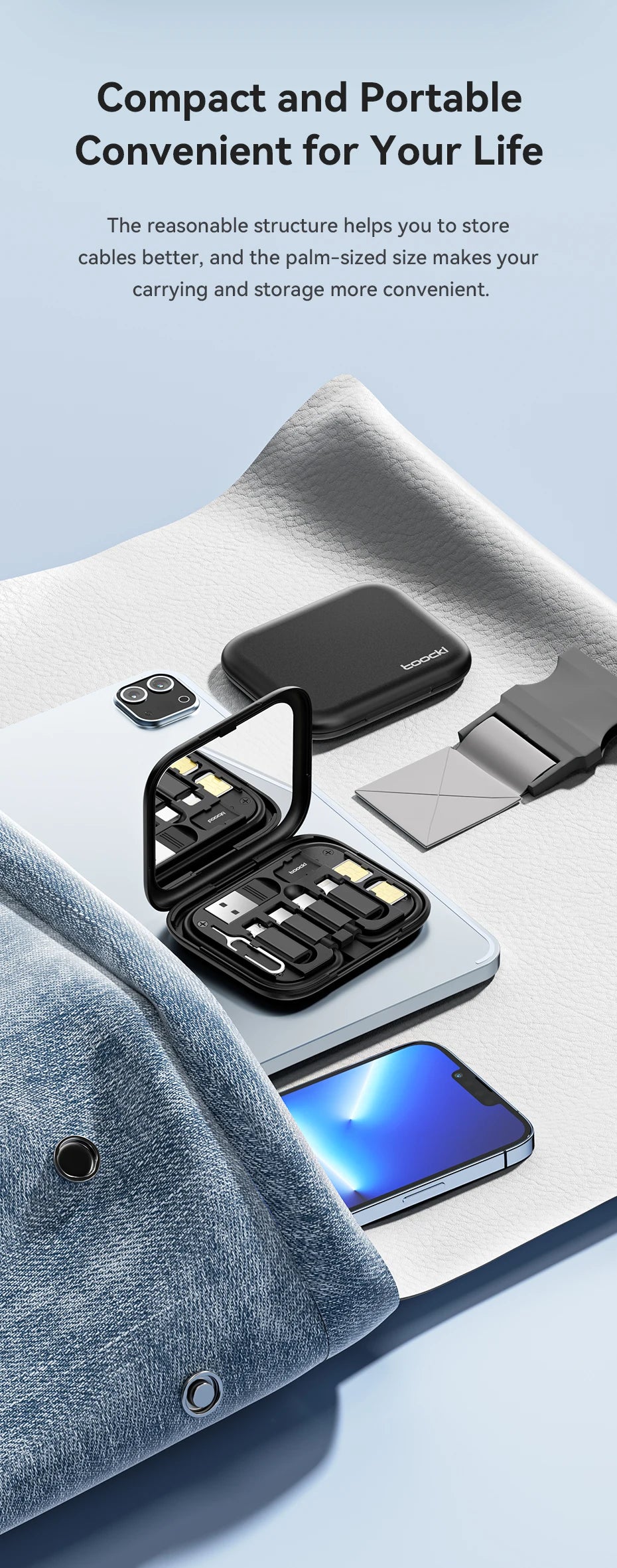 Toocki USB Type C To USB C Cable 60W 4 In 1 Mini Data Cable Set Storage Box Fast Charging Charger Mobile Phone Holder For Xiaomi