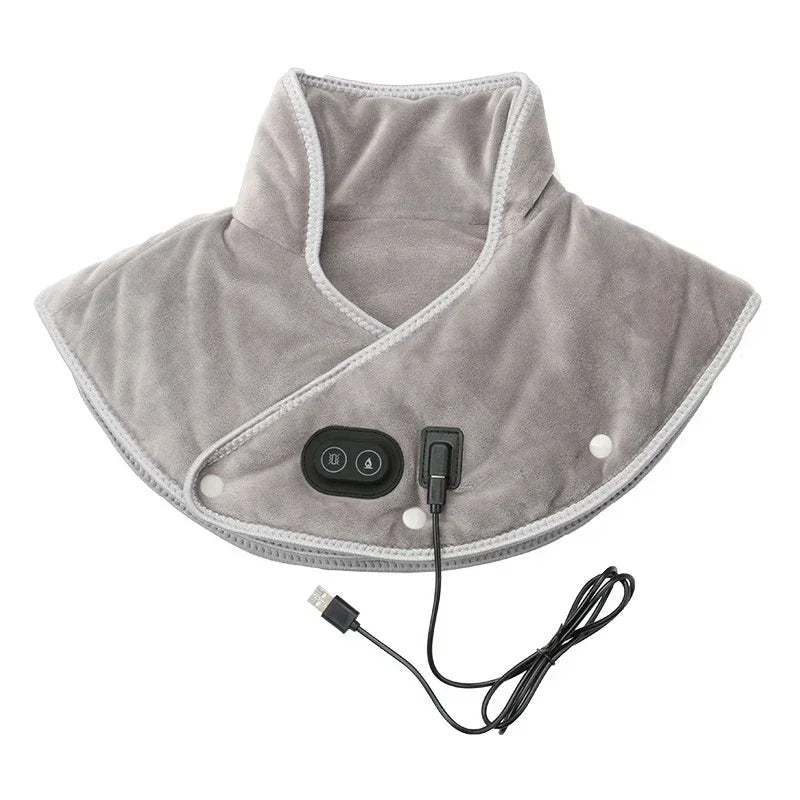 Electric Heating Pad Neck Shoulder Wrap Vibration Massager Thermal Brace Shawl