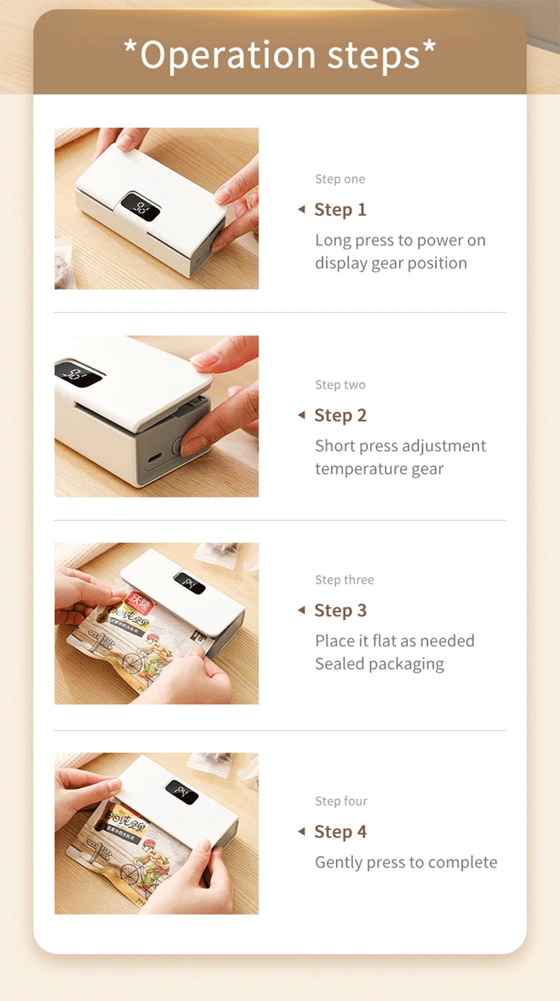 Mini Handheld Heat Bag Sealing Machine Portable Food Saver and Packaging Sealer