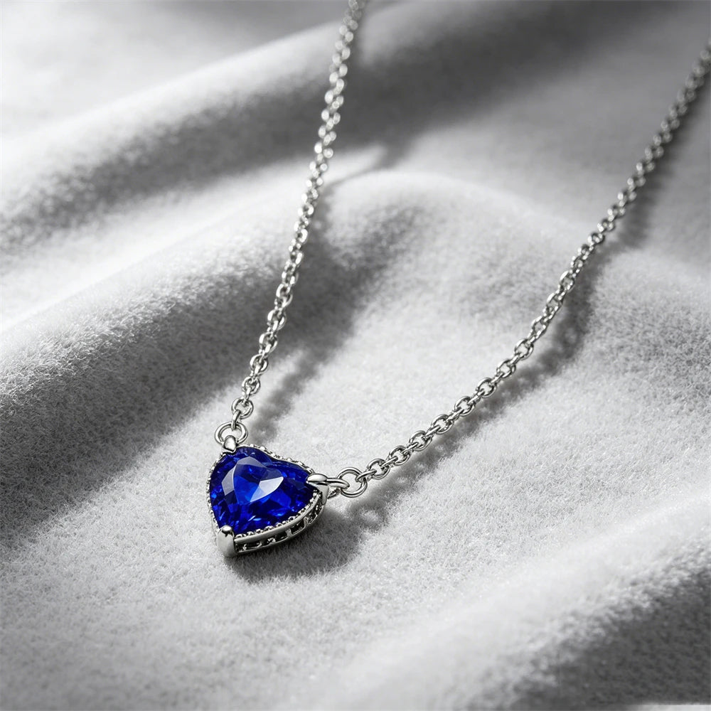 925 Sterling Silver Colorful Heart Necklace 2026