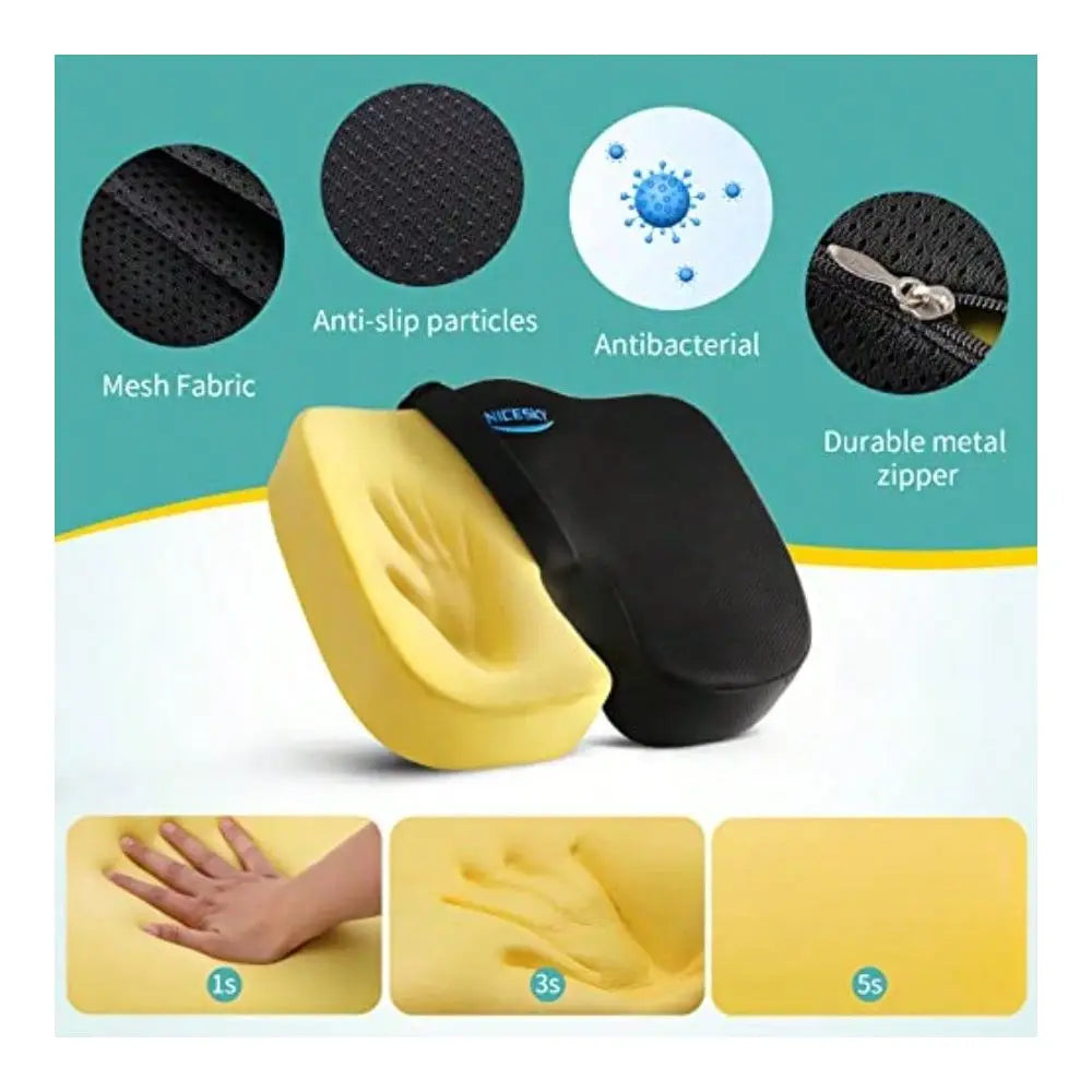 Ergonomic Memory Foam Seat Cushion | Tailbone & Sciatica Pain Relief