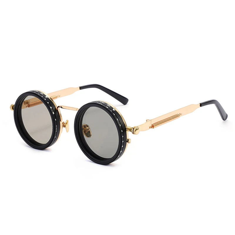 SHAUNA Retro Metal Round Punk ND9-level Adjustable Dimming Sunglasses Women Polarized UV400 Fashion Men Outdoor Sun Glasses