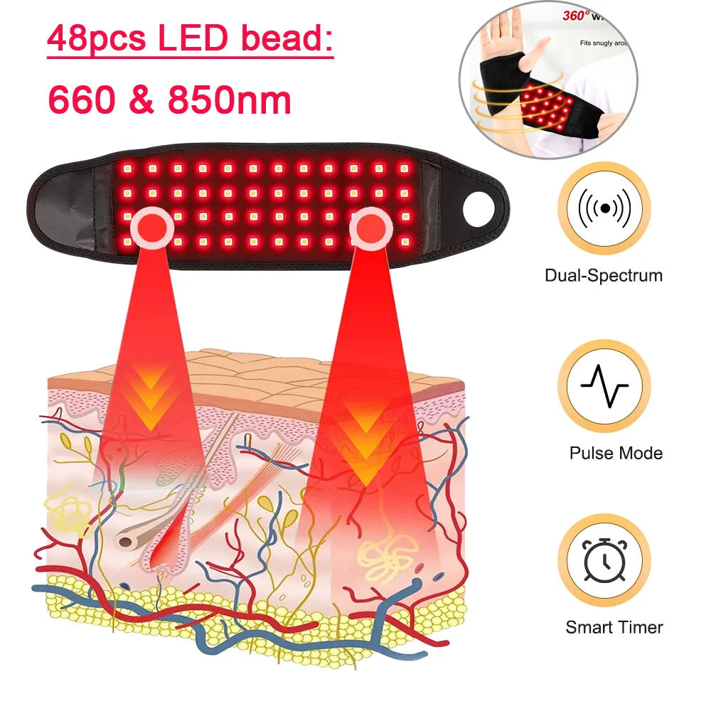 Red Light Therapy Wrist Massager Electric Infrared Heating Pad Vibration Wrap