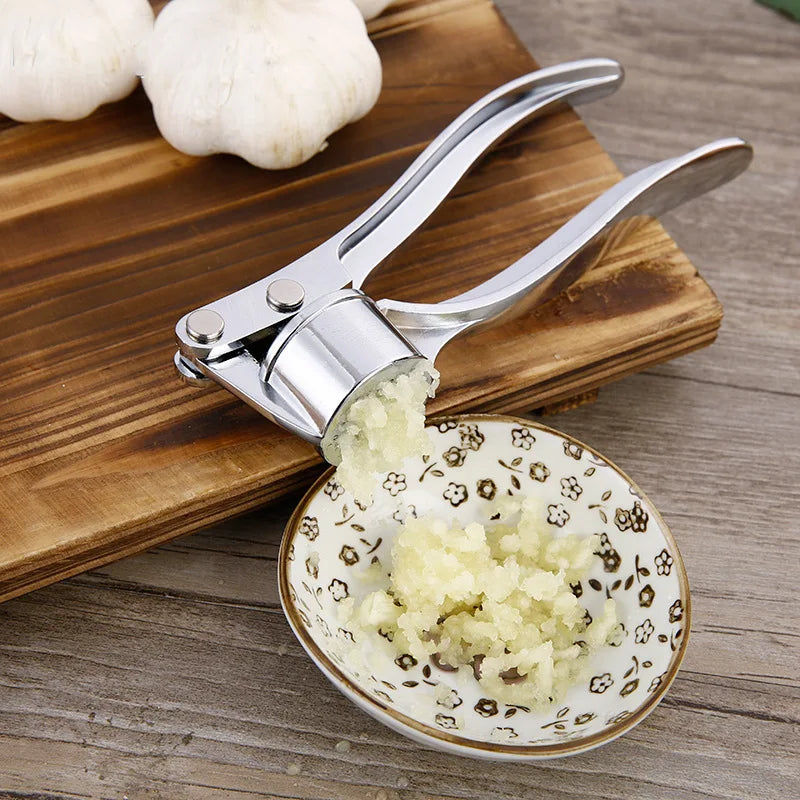 Professional Stainless Steel Garlic Press Mincer - Manual Grinding Squeezer