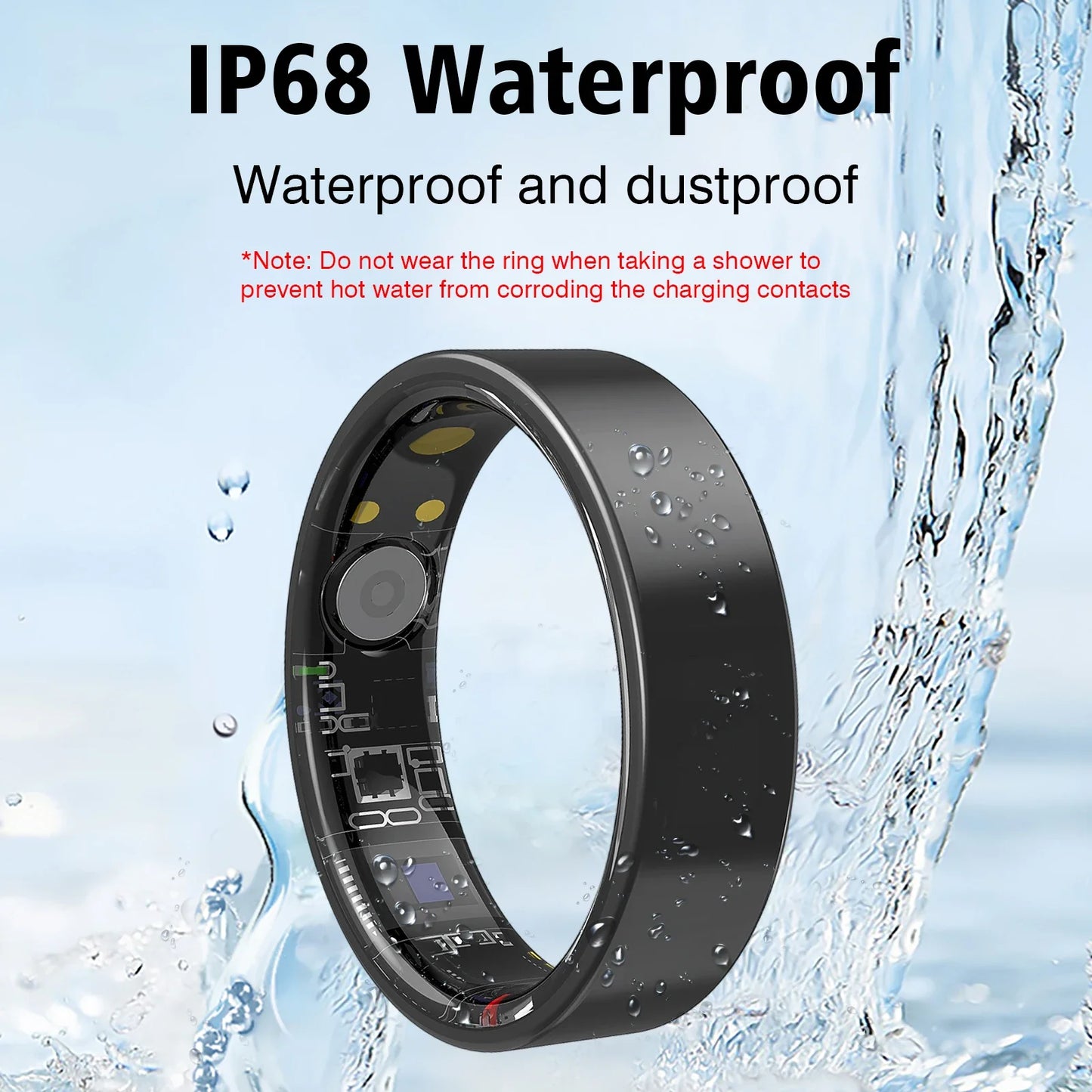Smart Ring with Integrated Touch Display | Stainless Steel Multi-Sport & Health Tracker