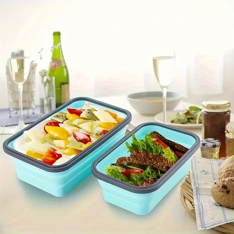Collapsible Silicone Food Storage Containers – Foldable Lunch Box Set
