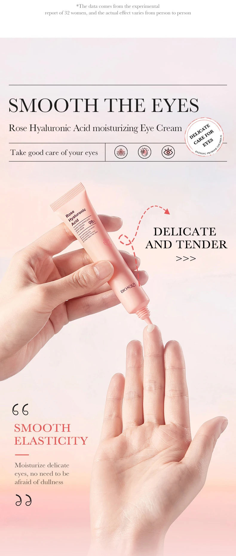 BIOAQUA Rose Hyaluronic Acid Travel Size Eye Mask Anti Wrinkle Dark Circles Eye Patches Moisturizing Firming Skin Care