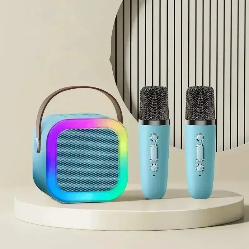 K12 Portable Mini Karaoke Machine Bluetooth Speaker with 1 or 2 Wireless Microphones