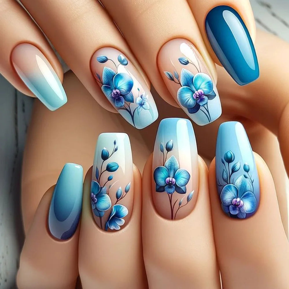 24pcs Simple French Press on Nails Tips Love Stripe Design Short Square False Nails Woman Acrylic Full Cover Nail Art Fake Nail