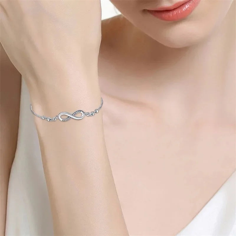 925 Sterling Silver Crystal Adjustable Knot Bracelet