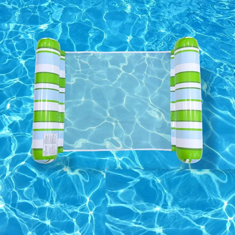 Inflatable Stripe Pool Hammock Lounge Chair | Floating Water Mattress