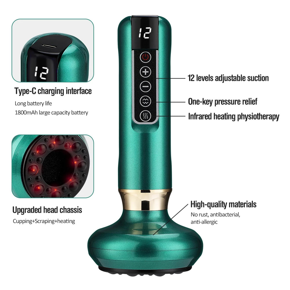Smart 3-in-1 Vacuum Cupping & Gua Sha Set | 12-Level Heat & Suction Recovery System
