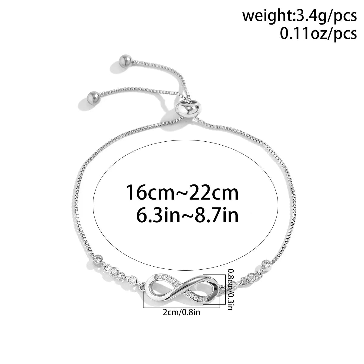 925 Sterling Silver Crystal Adjustable Knot Bracelet
