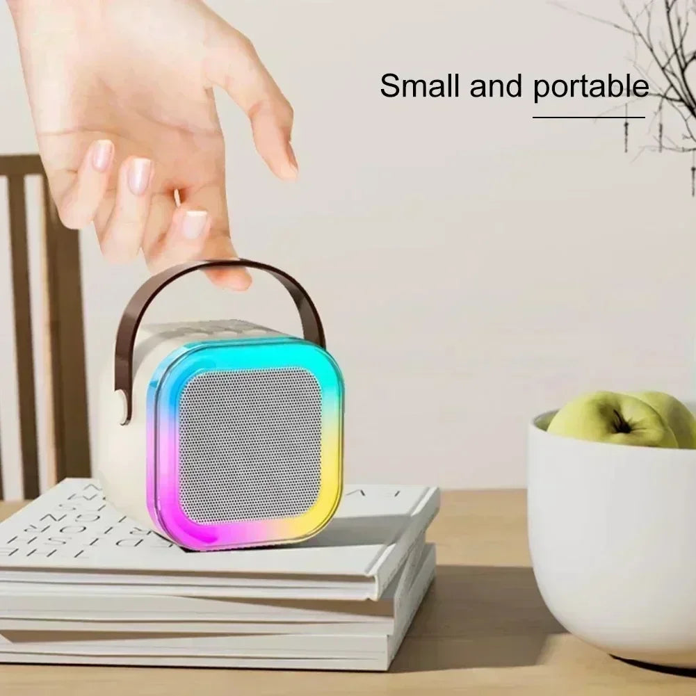 K12 Portable Mini Karaoke Machine Bluetooth Speaker with 1 or 2 Wireless Microphones