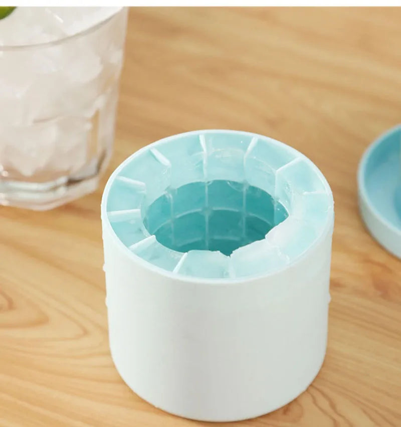 Silicone Round Ice Cube Mold Bucket Refrigerator Freeze Storage Maker Cups