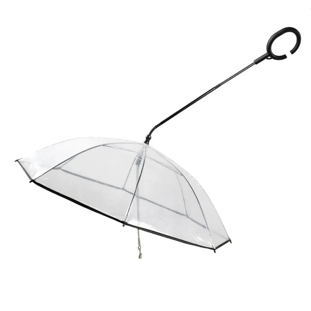 Clear Dog Umbrella with Leash – Adjustable Rainproof Pet Poncho for Rain & Snow
