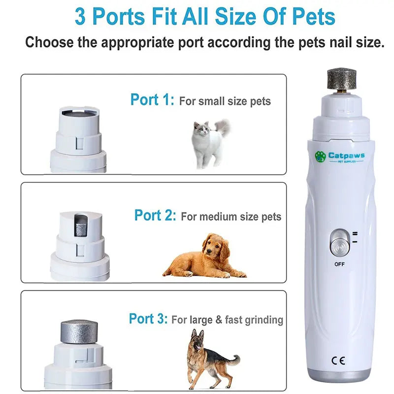 Electric Pet Nail Grinder & Trimmer – USB Rechargeable Quiet 2-Speed Dog & Cat Nail Care Tool