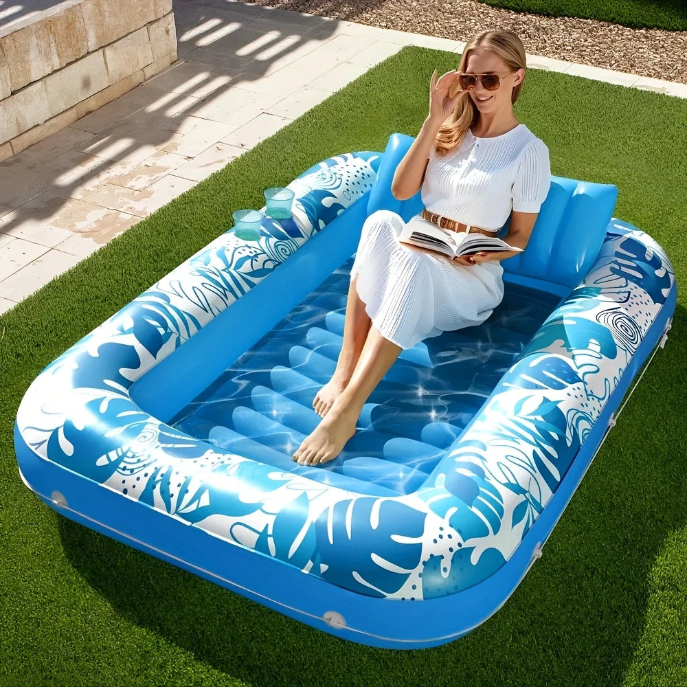 JOYFY 4-in-1 Suntan Tub Raft Floatie - 70" Inflatable Pool Float Lounger