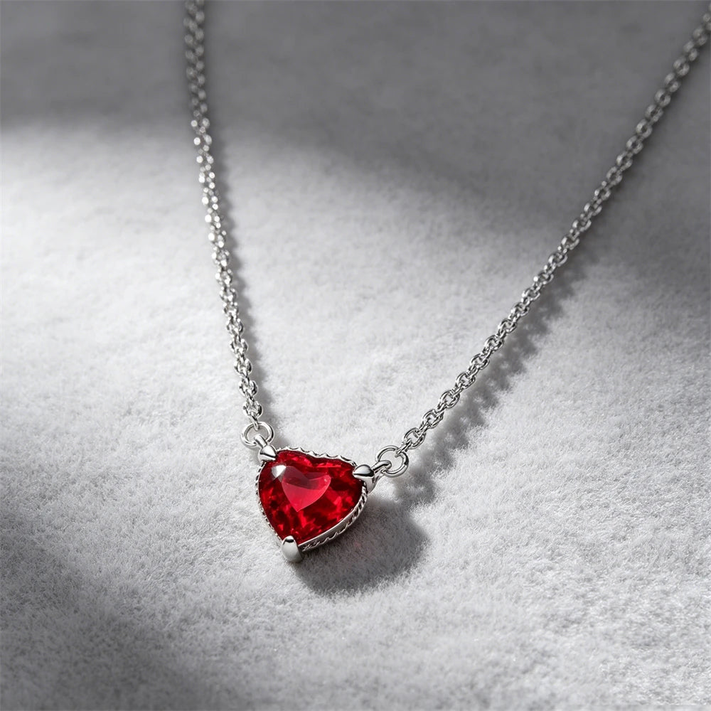 925 Sterling Silver Colorful Heart Necklace 2026