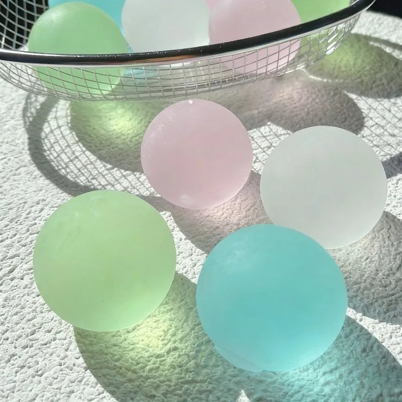 Squishy Blue Maltose Fidget Toy, Soft Pink Mochi Sensory Squeeze, Coconut Oil Ball Slow-Rebound Decompression Toy Xmas Gift