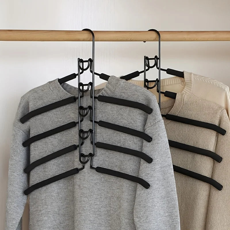 5-Pack 5-in-1 Space Saving Hangers – Heavy Duty Multi-Layer Organizer