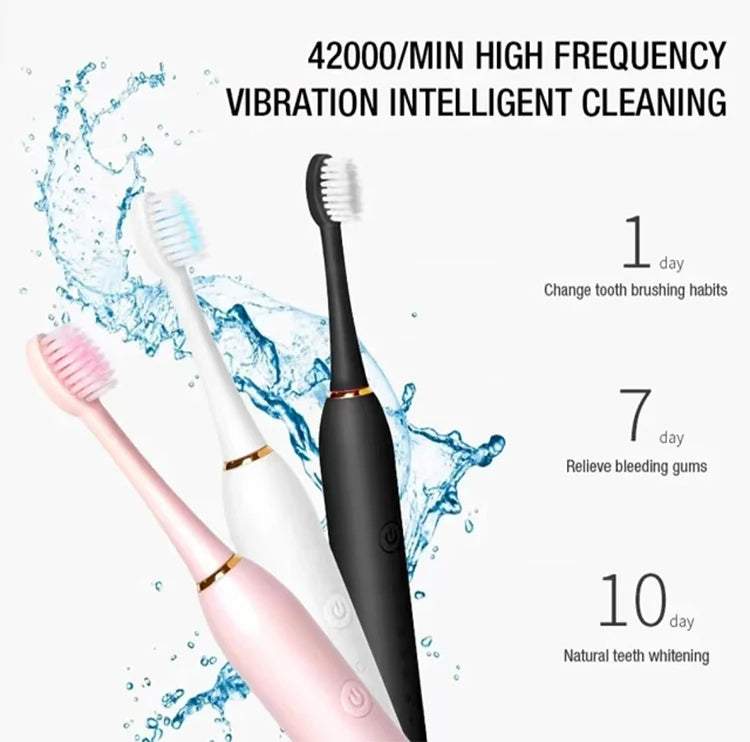 Electric Ultrasonic Toothbrush – 6 Speed USB Rechargeable Waterproof Tooth Cleaner (Couple Set)