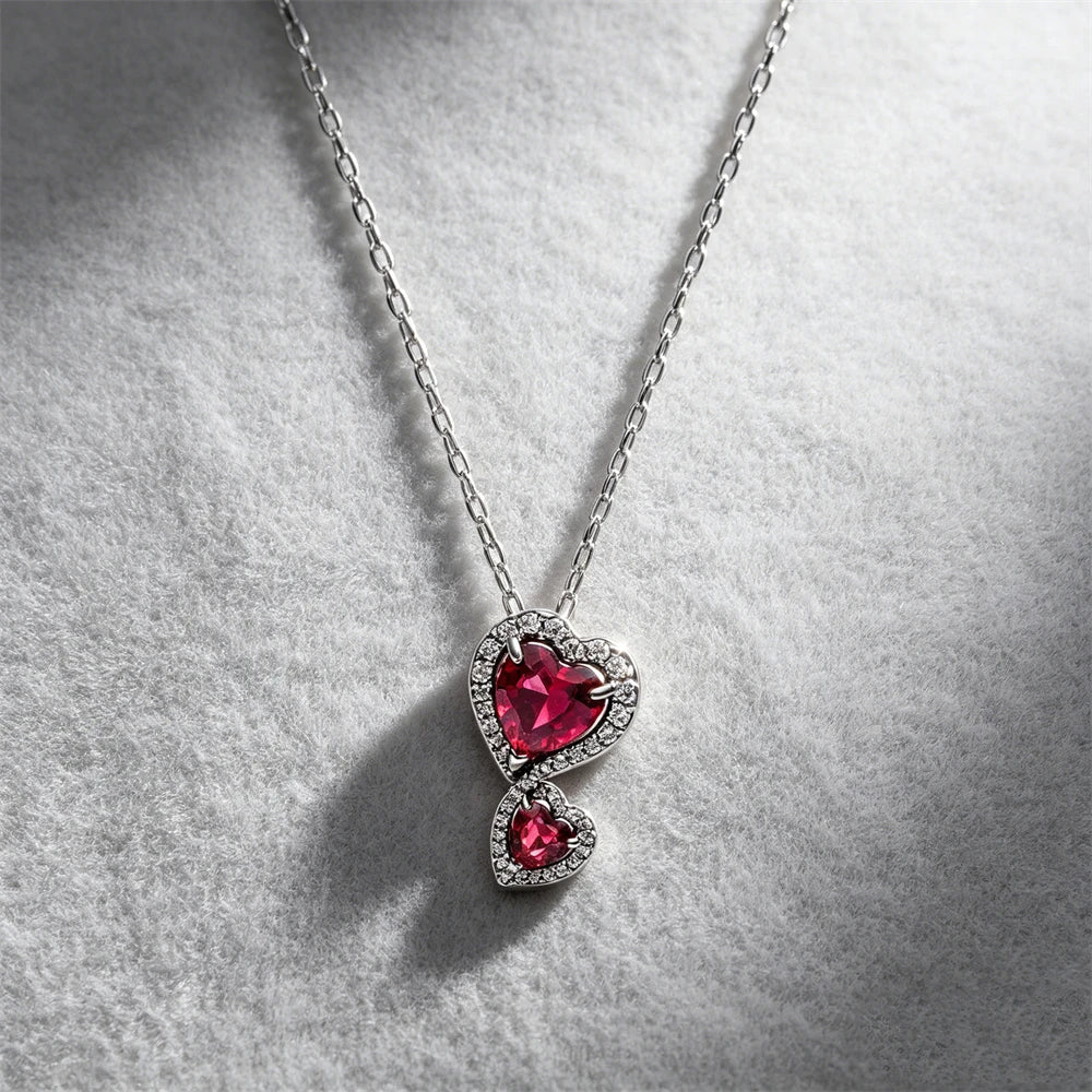 925 Sterling Silver Colorful Heart Necklace 2026
