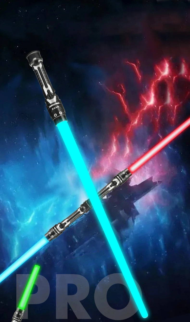 Colorful Glowing Laser Sword Toy - Telescopic Red & Blue Double Lightsaber