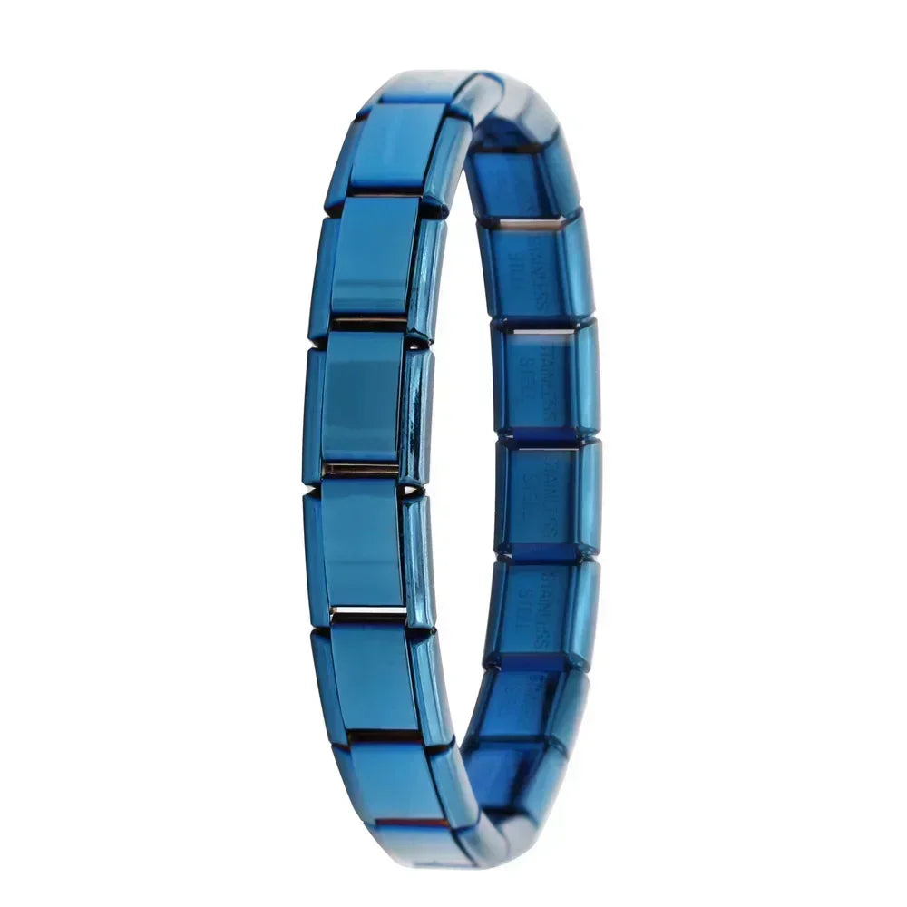 Italian Elastic Stainless Steel Charm Bracelet 9mm