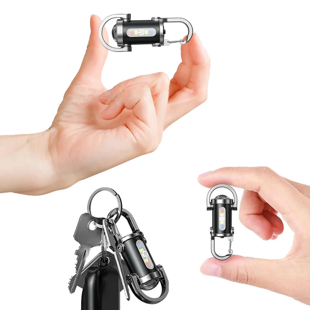 Rechargeable COB LED Keychain Flashlight – Multifunctional Portable Pocket Torch for Camping & Hiking