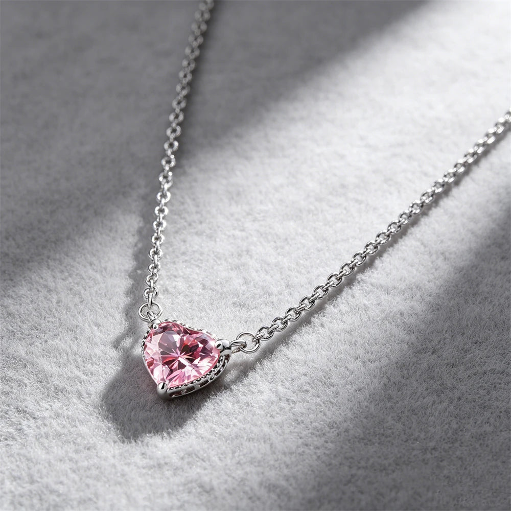 925 Sterling Silver Colorful Heart Necklace 2026