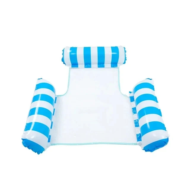 Inflatable Stripe Pool Hammock Lounge Chair | Floating Water Mattress