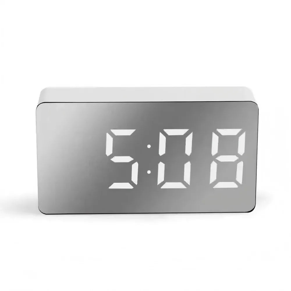 LED Mirror Alarm Clock Digital Desktop Table Time Display Night Light USB