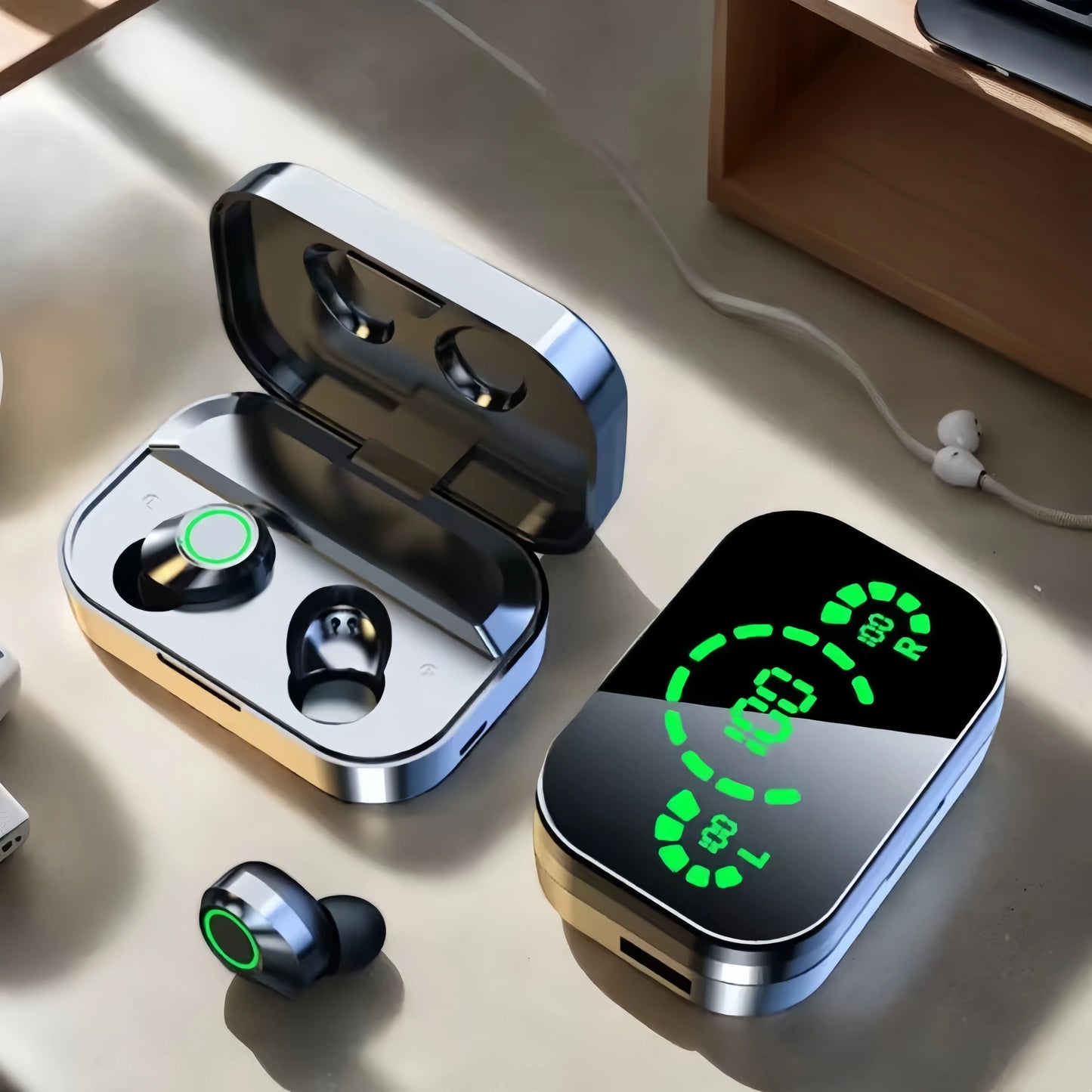 True Wireless Earbuds Bluetooth 5.3 Headphones LED Charging Case Touch Control