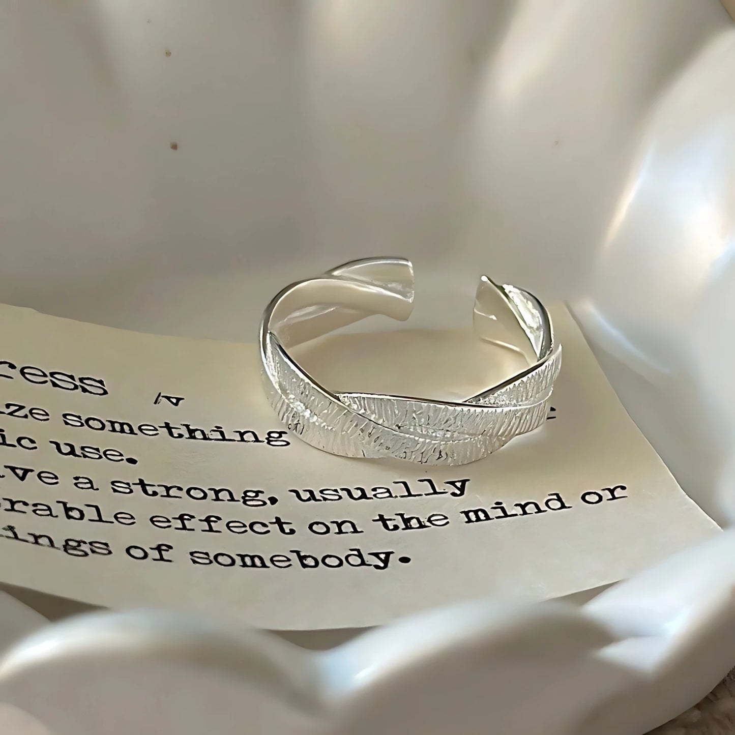 925 Sterling Silver Pearl Smile Adjustable Ring