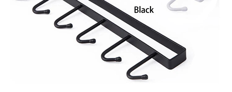 Under Cabinet Kitchen Storage Rack 6 Hooks Mug Cup Holder Hanging Organizer