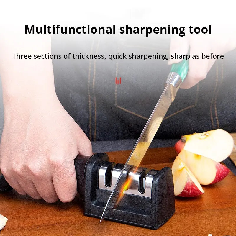 3 Stage Kitchen Knife Sharpener Handheld Manual Sharpening Stone Repair Tool