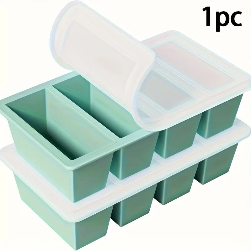 Silicone Freezer Tray with Lid – Stackable Food Storage Container for Soup, Broth & Sauce Meal Prep